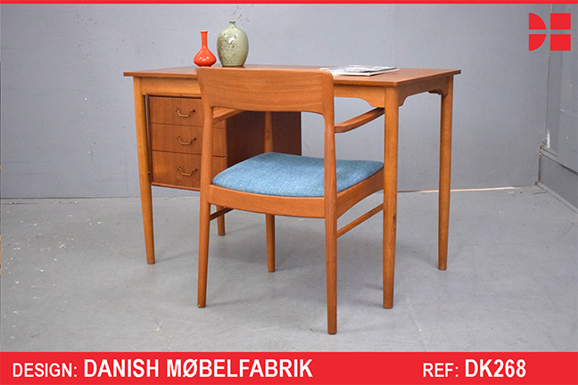 Vintage teak and oak writing desk by Danish Mobelfabrik