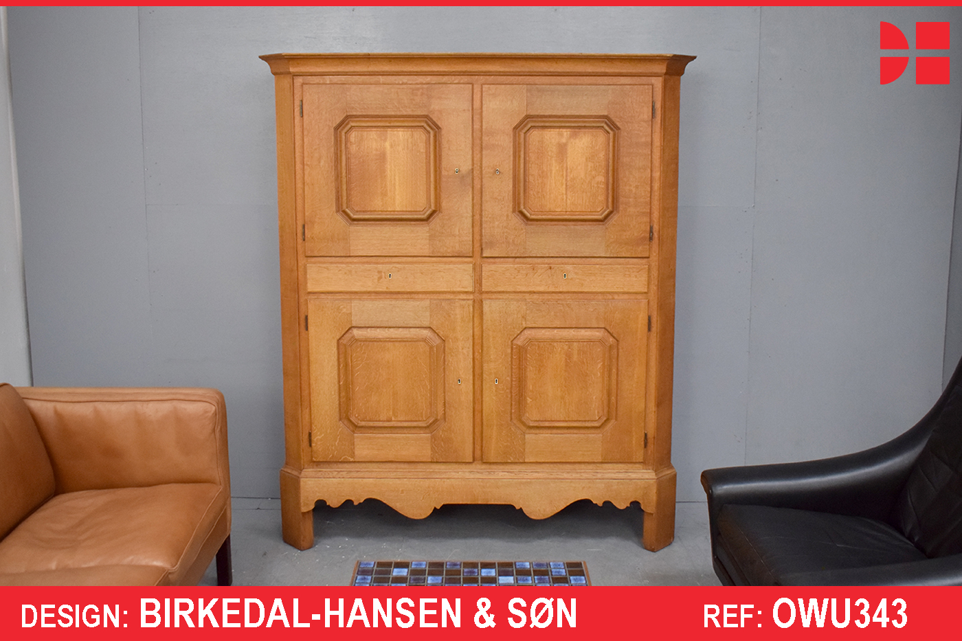 Large solid oak cabinet with locking doors and drawers | Birkedal-Hansen & Son