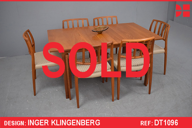 Solid teak extendable vintage dining table - Inger Klingenberg design