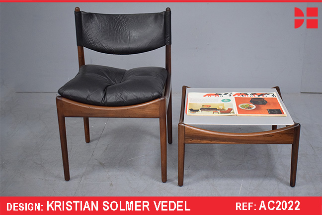 Vintage MODUS chair in rosewood and black leather by Kristian Solmer Vedel 