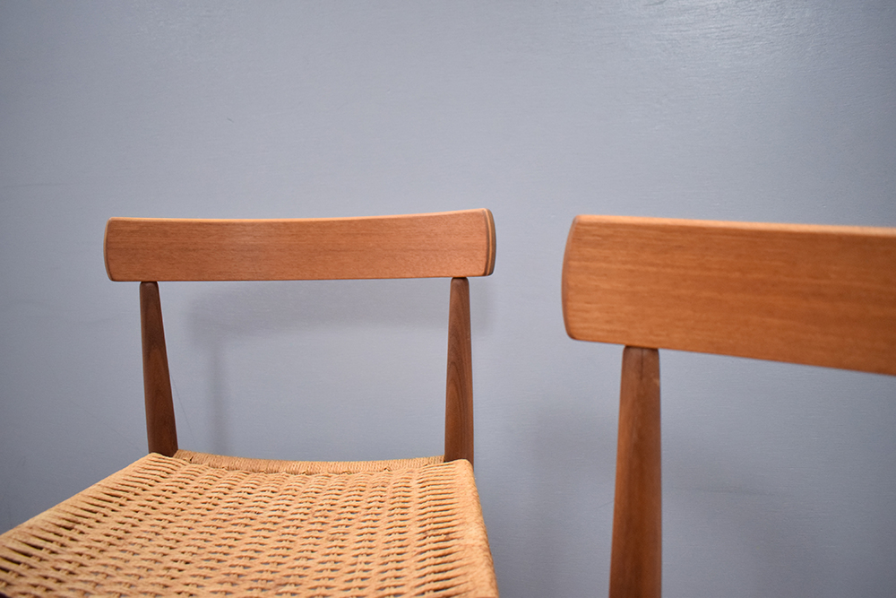 Two 1960s Danish Arne Hovmand Olsen for Mogens Kold Danish Cord Teak Chairs  -  Canada