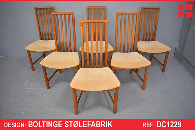 Set of 6 vintage teak dining chairs by Boltinge Stolefabrik
