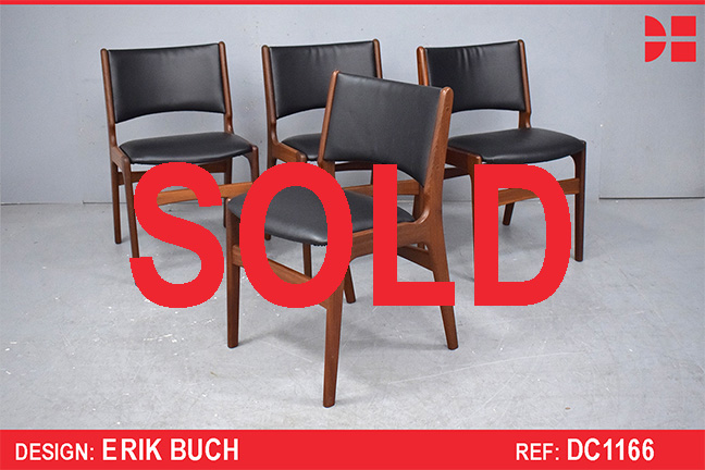 Set of 4 Model 38 dining chairs in NEW vinyl upholstery | Erik Buch