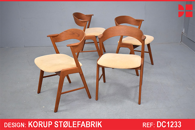 Set of 4 vintage teak frame dining chairs by Korup Stolefabrik