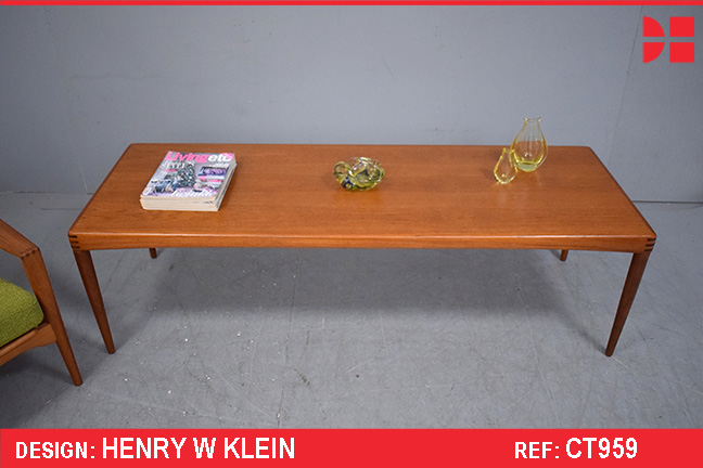 Henry Klein design teak coffee table with rosewood inlaid corners