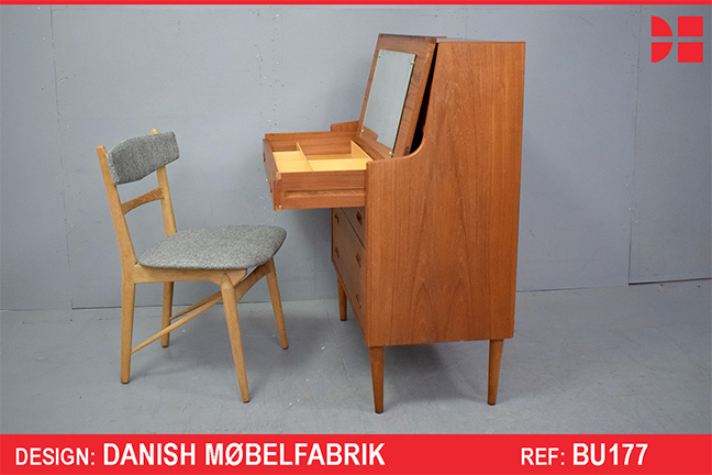 Vintage teak bureau / vanity unit with pull out desk