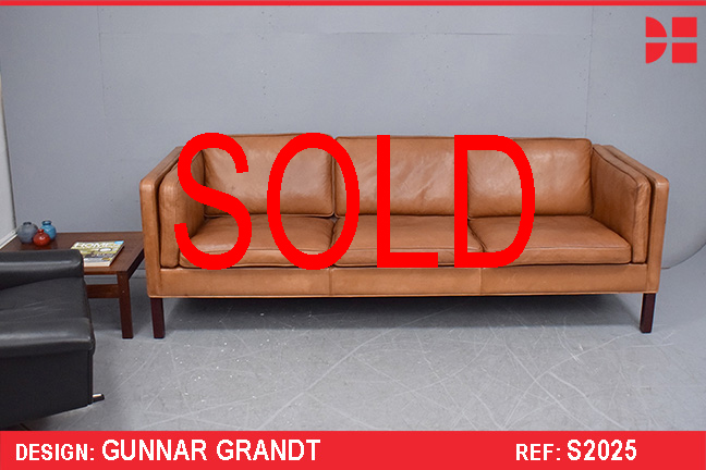 Model 78 vintage 3 seater box leather sofa | Gunnar Grandt