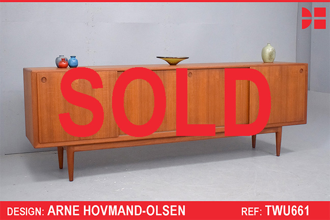 Large vintage teak sideboard designed by Arne Hovmand-Olsen