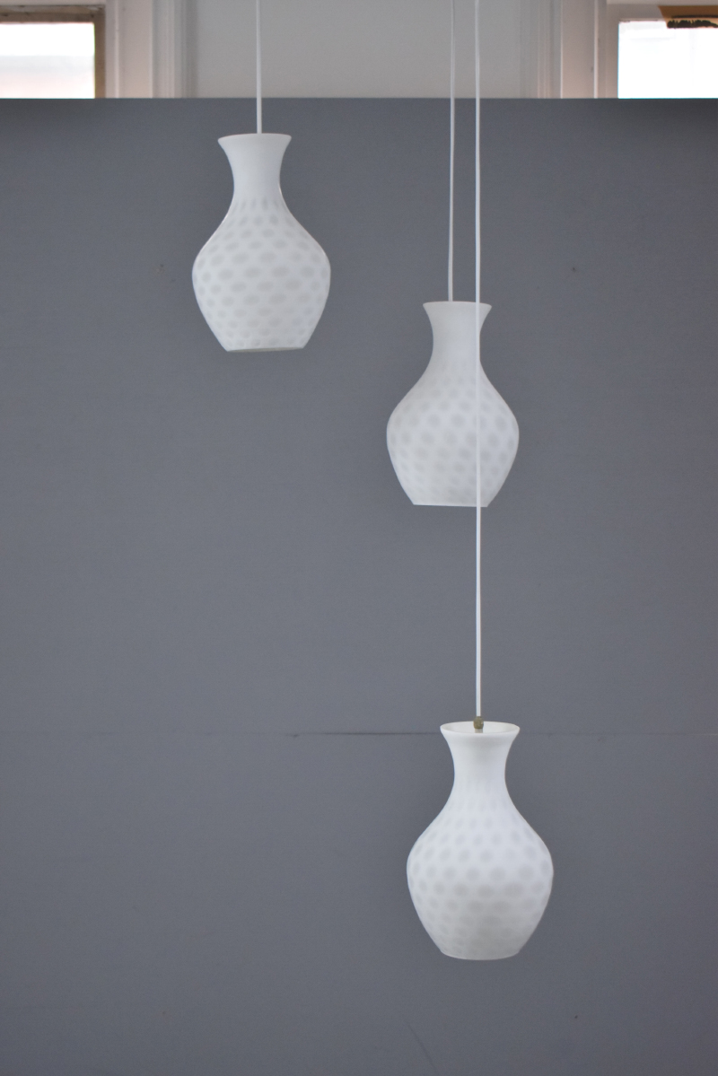 drop triple pendant light glass shades | 1960s Danish design