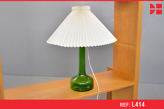 Swedish design glass base table lamp with paper shade