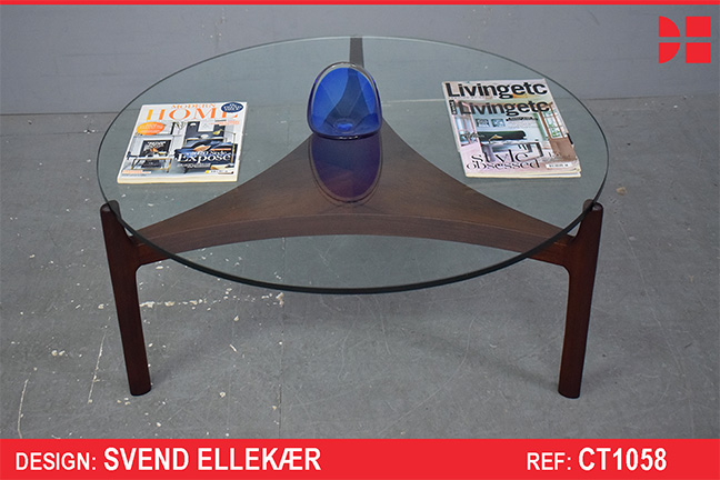 Svend Ellekaer round rosewood & glass coffee table