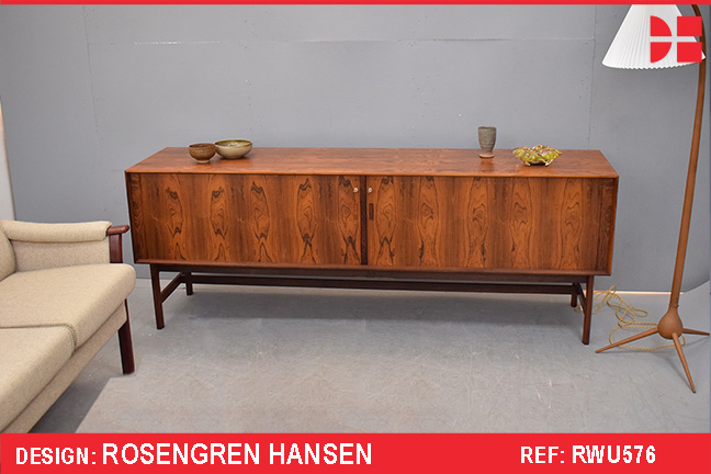 Rosengren Hansen design sideboard in vintage rosewood with sliding tambour doors