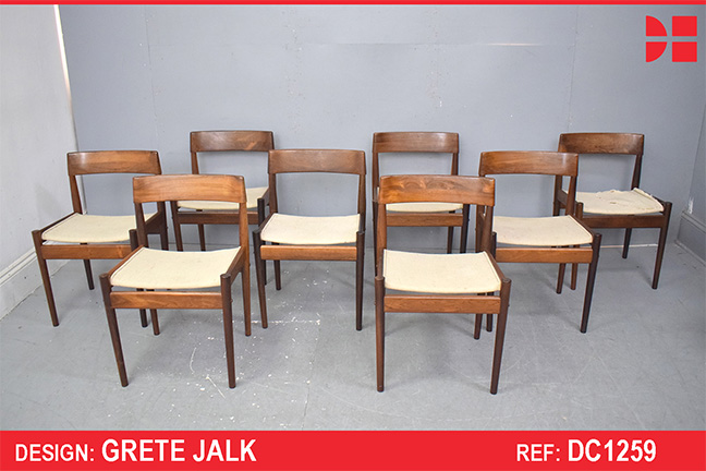 Set of 8 rosewood dining chairs by Grete Jalk