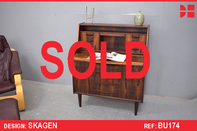 Vintage rosewood vanity unit with hidden mirror | SKAGEN