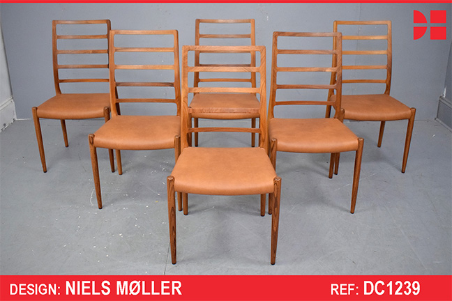 Niels Moller RARE model 82 dining chairs with high ladder back | Set of 6