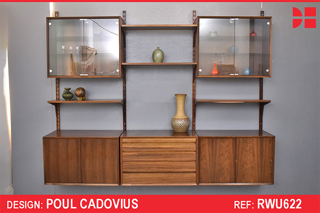 Poul Cadovius 3 bay CADO shelving system in vintage rosewood.