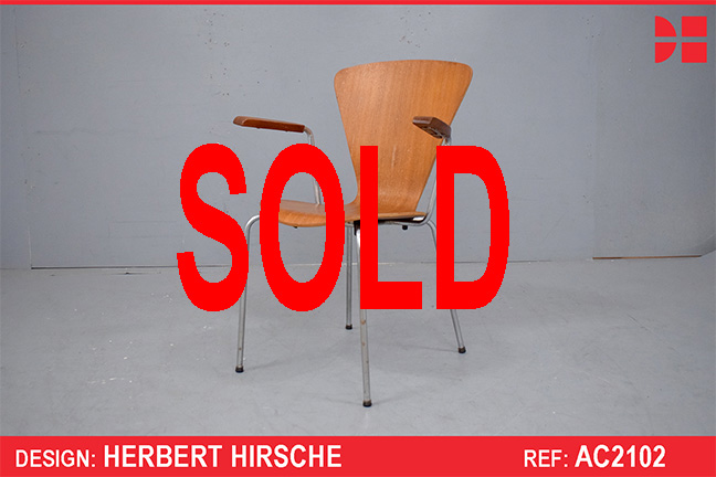Vintage teak and chrome armchair designed by Herbert Hirsche