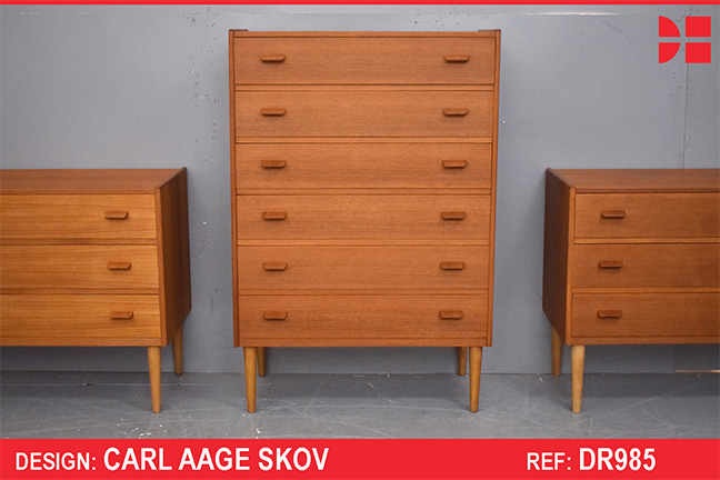 Large chest of 6 drawers in vintage teak | Carl Aage Skov design