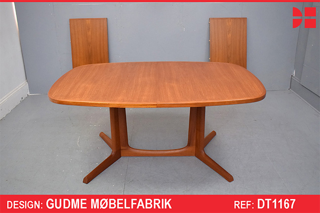 Vintage teak extendable dining table with 2 extra leaves | Gudme Mobelfabrik  